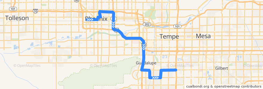 Mapa del recorrido bus 522 Express OB de la línea  en Maricopa County.