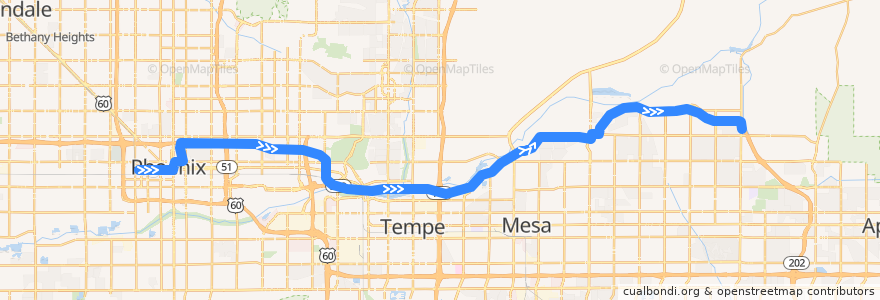 Mapa del recorrido bus 535 Express OB de la línea  en Maricopa County.