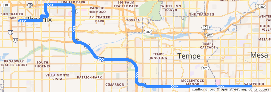 Mapa del recorrido bus 541 Express OB de la línea  en Maricopa County.