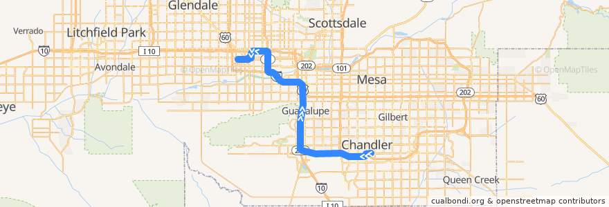 Mapa del recorrido bus 542 Express IB de la línea  en Maricopa County.