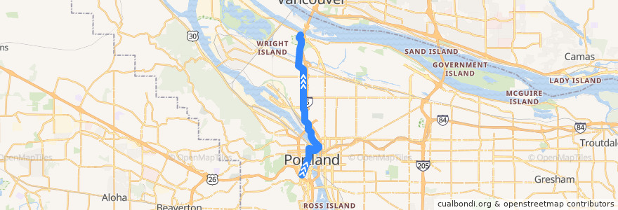 Mapa del recorrido MAX Yellow Line: Portland => Expo Center de la línea  en Portland.