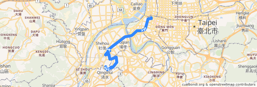 Mapa del recorrido 新北市 667 西門-板橋(返程) de la línea  en Nouveau Taipei.