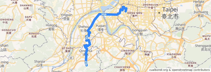 Mapa del recorrido 新北市 245 德霖學院-捷運台大醫院(往程) de la línea  en 新北市.