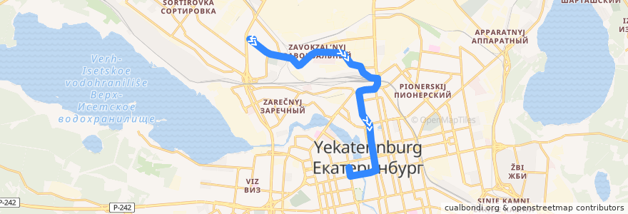 Mapa del recorrido Автобус 20. Пехотинцев - Станция метро "Площадь 1905 года" de la línea  en городской округ Екатеринбург.