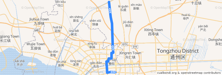 Mapa del recorrido 606路: 校西公交停车场 => 江海河 de la línea  en 南通市.