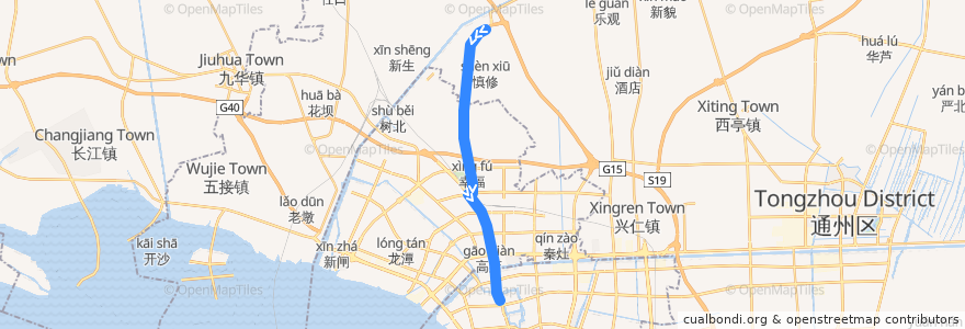 Mapa del recorrido 605路: 刘桥公交停车场 => 盆景园 de la línea  en Nantong.