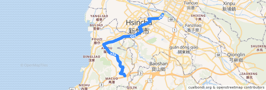 Mapa del recorrido 綠線 經國路口→香山轉運站 de la línea  en سینچو.