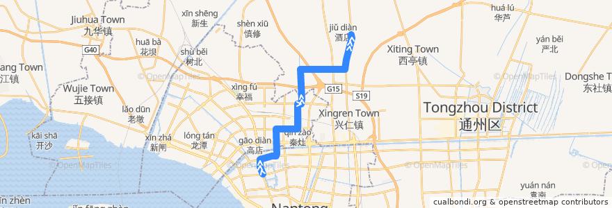 Mapa del recorrido 609路: 华联 => 四安车站 de la línea  en Nantong.