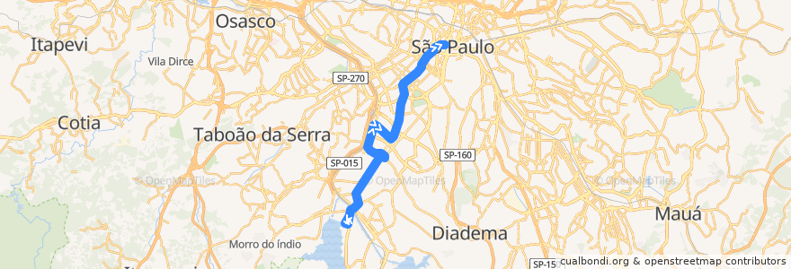 Mapa del recorrido 6414-10 Terminal Bandeira de la línea  en San Pablo.