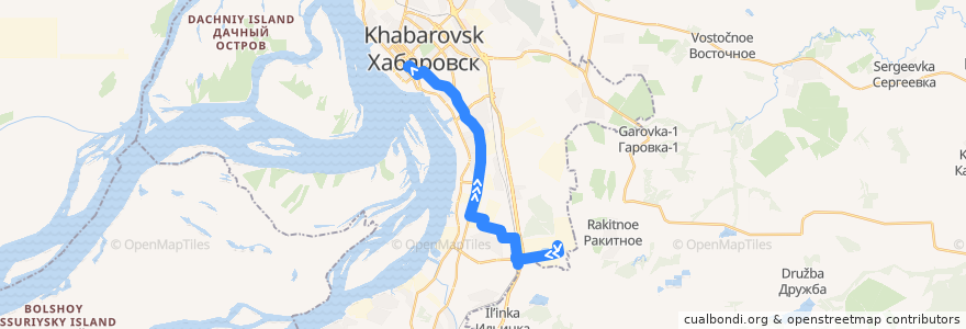 Mapa del recorrido Автобус 33: Завод ОБД - ул. Запарина de la línea  en городской округ Хабаровск.