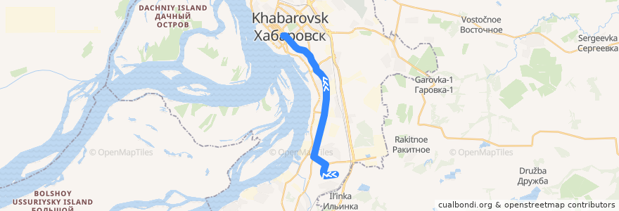 Mapa del recorrido Автобус 25: Автопарк - Уссурийский бульвар de la línea  en городской округ Хабаровск.