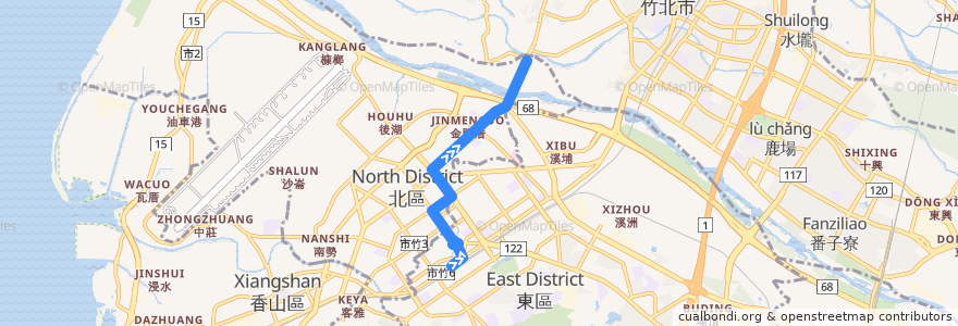 Mapa del recorrido 12 總站→莊厝 de la línea  en Синьчжу.