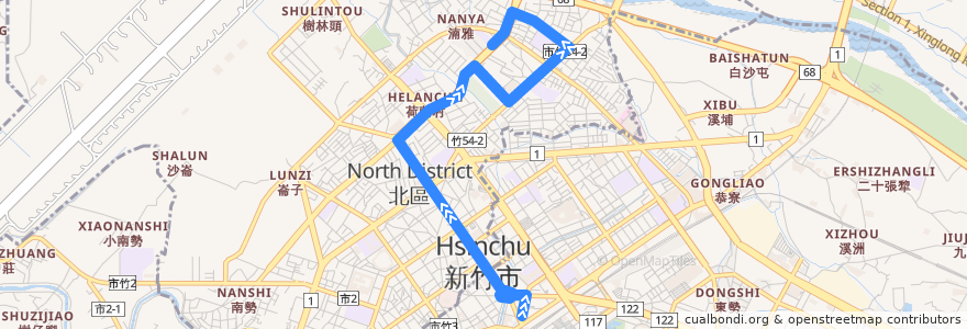 Mapa del recorrido 27 火車站→荷蘭村 de la línea  en سینچو.