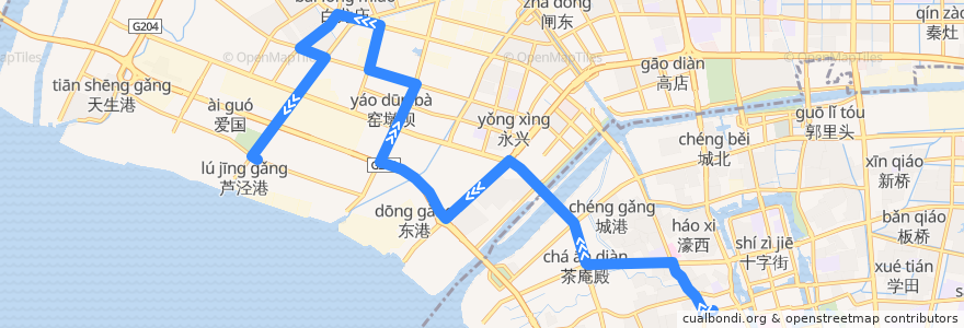 Mapa del recorrido 43路: 更俗剧院 => 城市绿谷 de la línea  en 崇川区.