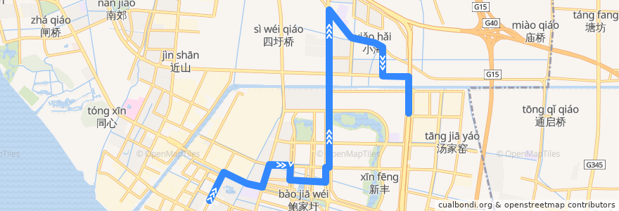 Mapa del recorrido 46路: 开发区地税局 => 东方大道同仁路口 de la línea  en 南通经济技术开发区.