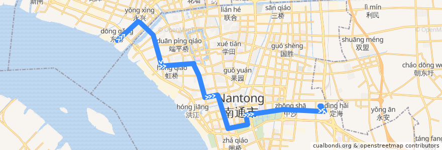 Mapa del recorrido 78路: 通沙汽渡 => 农批市场(内) de la línea  en Distretto di Chongchuan.