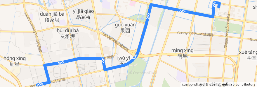 Mapa del recorrido 87路: 跃龙小苑 => 东站公交回车场 de la línea  en Chongchuan.