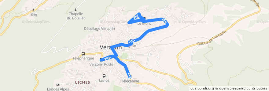 Mapa del recorrido Le Mont - Télécabine de la línea  en Chalais.