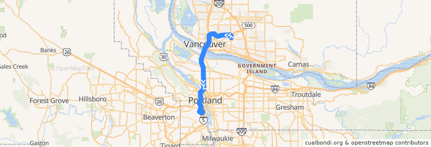 Mapa del recorrido Bus 190: Vancouver => Marquam Hill de la línea  en 미국.