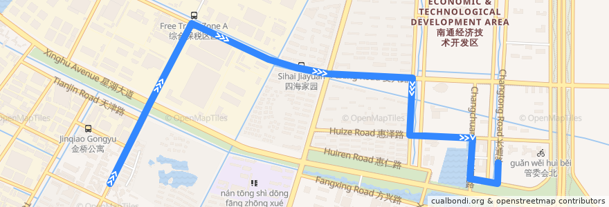 Mapa del recorrido 96路: 星湖大厦 => 能达商务区 de la línea  en 南通经济技术开发区.