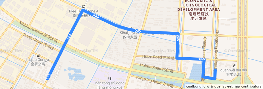 Mapa del recorrido 96路: 星湖大厦 => 能达商务区 de la línea  en 崇川区.