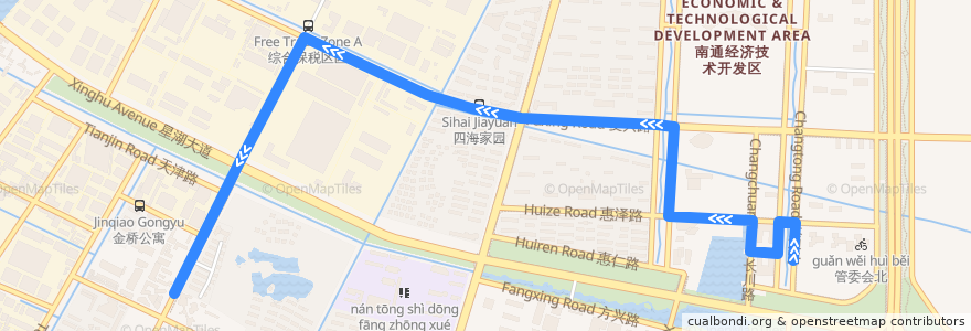 Mapa del recorrido 96路: 能达商务区 => 星湖大厦 de la línea  en 南通经济技术开发区.