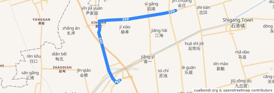 Mapa del recorrido 390路: 刘桥公交停车场 => 五窑十字路口 de la línea  en Tongzhou.