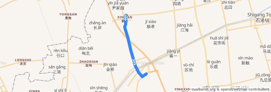 Mapa del recorrido 392路: 新联车站 => 刘桥公交停车场 de la línea  en 刘桥镇.