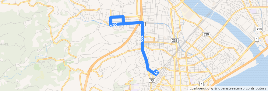 Mapa del recorrido 兎河原循環 de la línea  en Odawara.