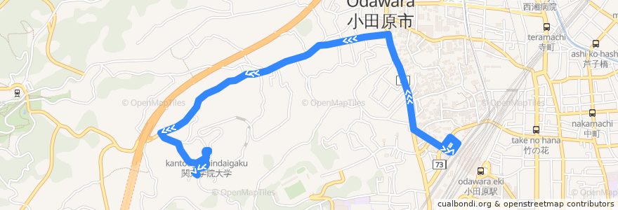 Mapa del recorrido 小田原駅西口⇔佐伯眼科 de la línea  en Odawara.