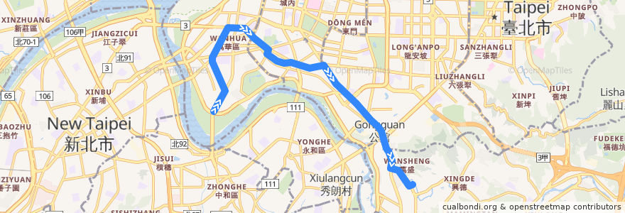 Mapa del recorrido 臺北市 藍28 興隆-東園(返程) de la línea  en 臺北市.