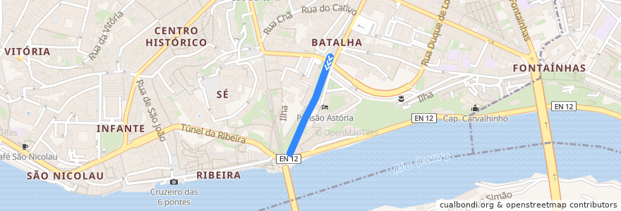 Mapa del recorrido Batalha => Ribeira de la línea  en Porto.