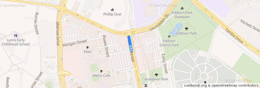 Mapa del recorrido Woden (Bus Station) - City (Bus Station) (Northbound) de la línea  en District of Woden Valley.