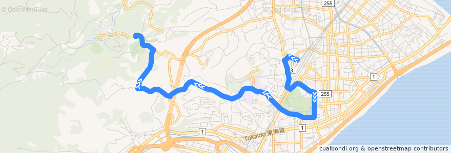 Mapa del recorrido 箱根登山バス　箱68系統 de la línea  en 小田原市.