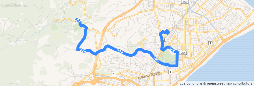 Mapa del recorrido 箱根登山バス　箱68系統 de la línea  en 小田原市.