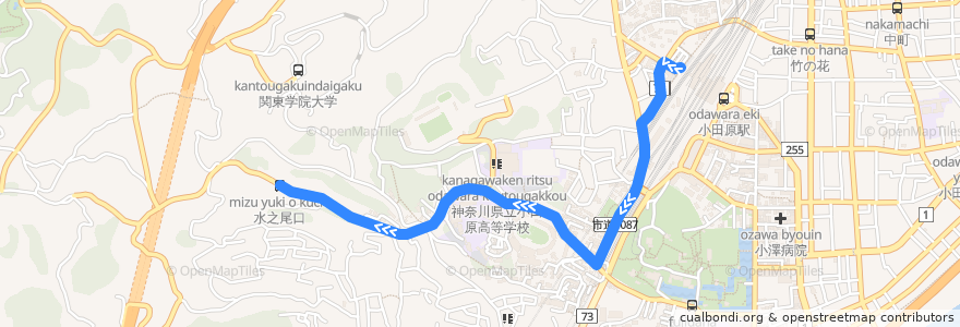 Mapa del recorrido 箱根登山バス　箱69系統 de la línea  en 小田原市.