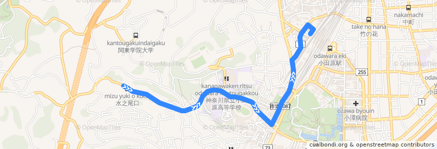 Mapa del recorrido 箱根登山バス　箱69系統 de la línea  en Odawara.