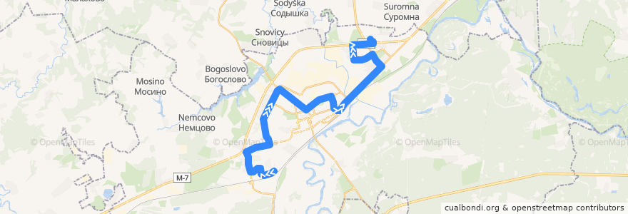 Mapa del recorrido Автобус №34: микрорайон 8-ЮЗ => гипермаркет Глобус de la línea  en городской округ Владимир.