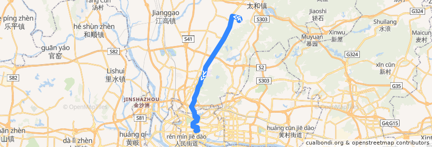 Mapa del recorrido 76A路(龙归永兴村总站-农讲所) de la línea  en 白云区.