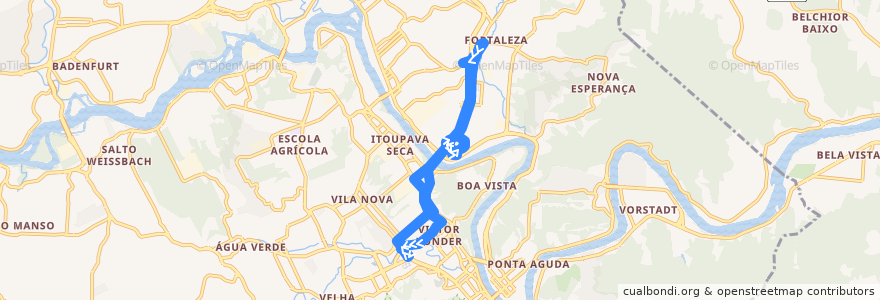 Mapa del recorrido Rodoviária Via Ponte Tamarindo de la línea  en 布盧梅瑙.