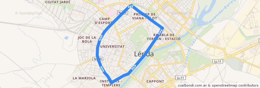 Mapa del recorrido Ronda de la línea  en Lleida.