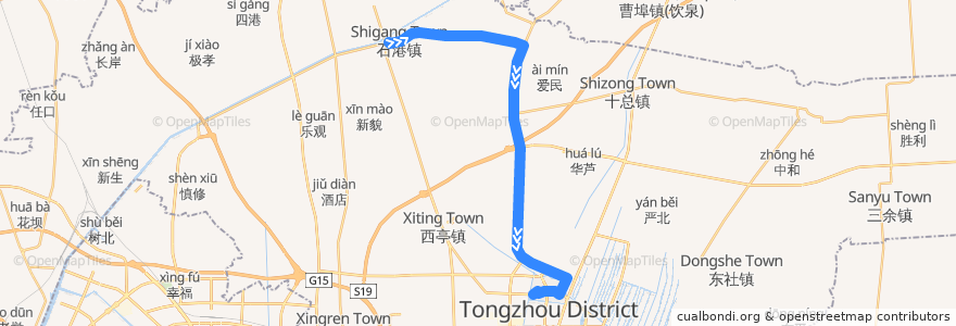 Mapa del recorrido 282路: 石港公交回车场 => 通州客运站 de la línea  en Tongzhou.