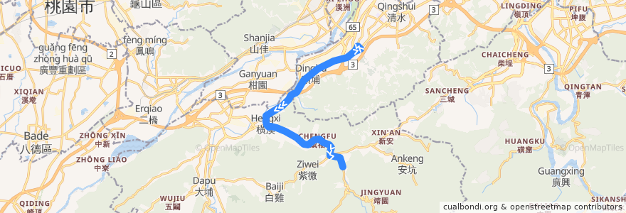 Mapa del recorrido 新北市 藍45 捷運永寧站-成福 (返程) de la línea  en Neu-Taipeh.