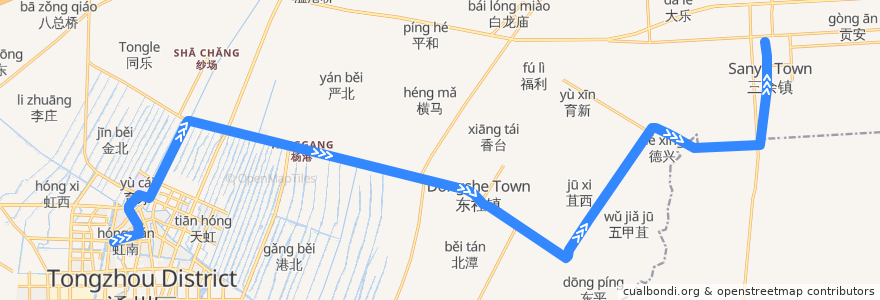 Mapa del recorrido 231路: 通州客运站 => 三余公交回车场 de la línea  en 通州区.