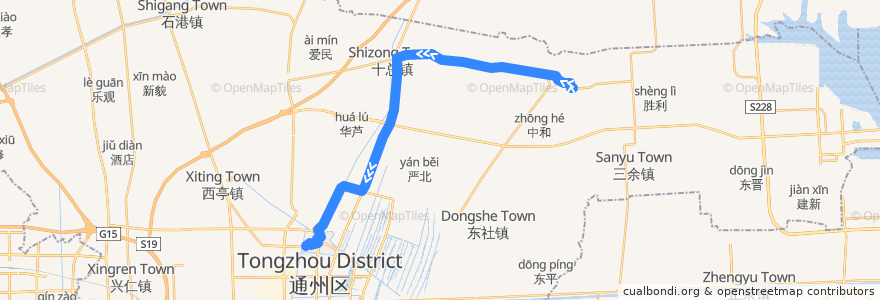 Mapa del recorrido 252路: 新华村 => 通州客运站 de la línea  en 通州区.