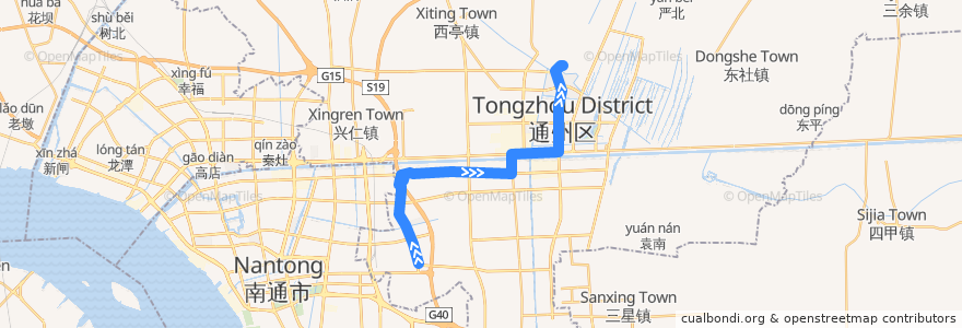 Mapa del recorrido 275路: 周圩新村 => 通州北站 de la línea  en Tongzhou.