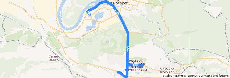 Mapa del recorrido Автобус №34: Парковая-пос. Овражный de la línea  en ЗАТО Зеленогорск.