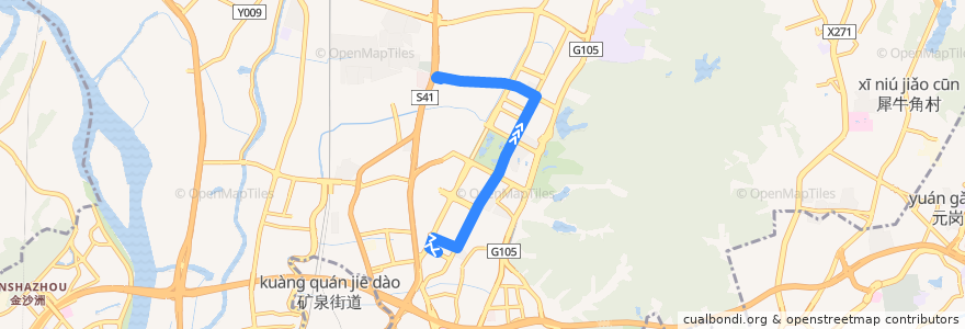 Mapa del recorrido 981路(地铁飞翔公园站总站-齐富路总站) de la línea  en 白云区.