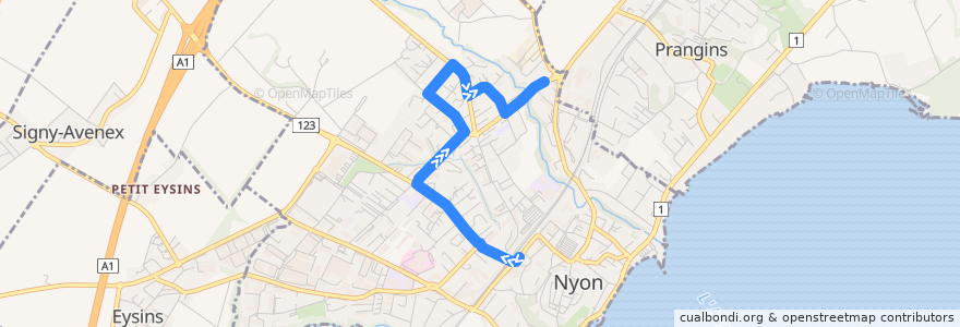 Mapa del recorrido Bus 804: Nyon, gare => Chantemerle de la línea  en округ Ньон.