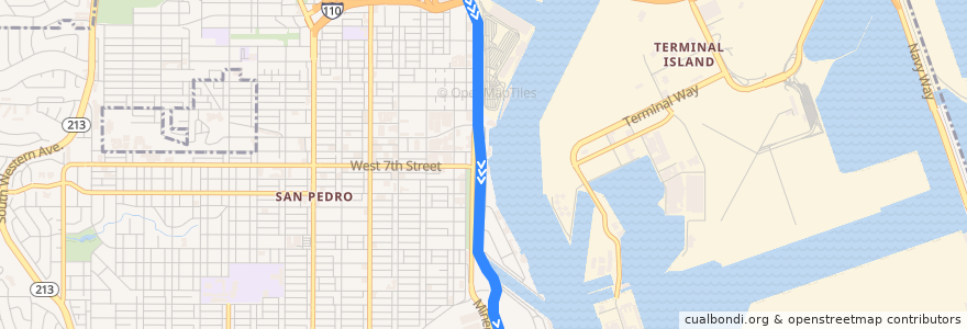 Mapa del recorrido Waterfront Red Car Line de la línea  en Los Angeles.